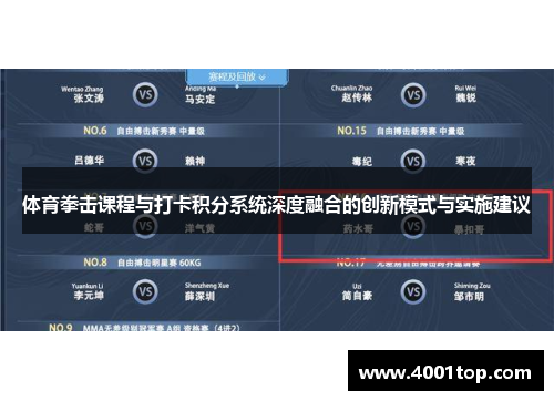 体育拳击课程与打卡积分系统深度融合的创新模式与实施建议